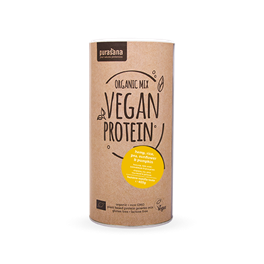 Vegan protein MIX: PEA - RICE - PUMPKIN - SUNFLOWER - HEMP Banana & Vanilla 59 % 400 Gramm BIO 