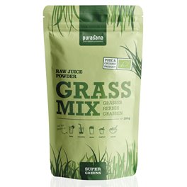 purasana GREENS GRASS MIX SuperGreens JUICE Raw Powder Mix 200 Gramm 